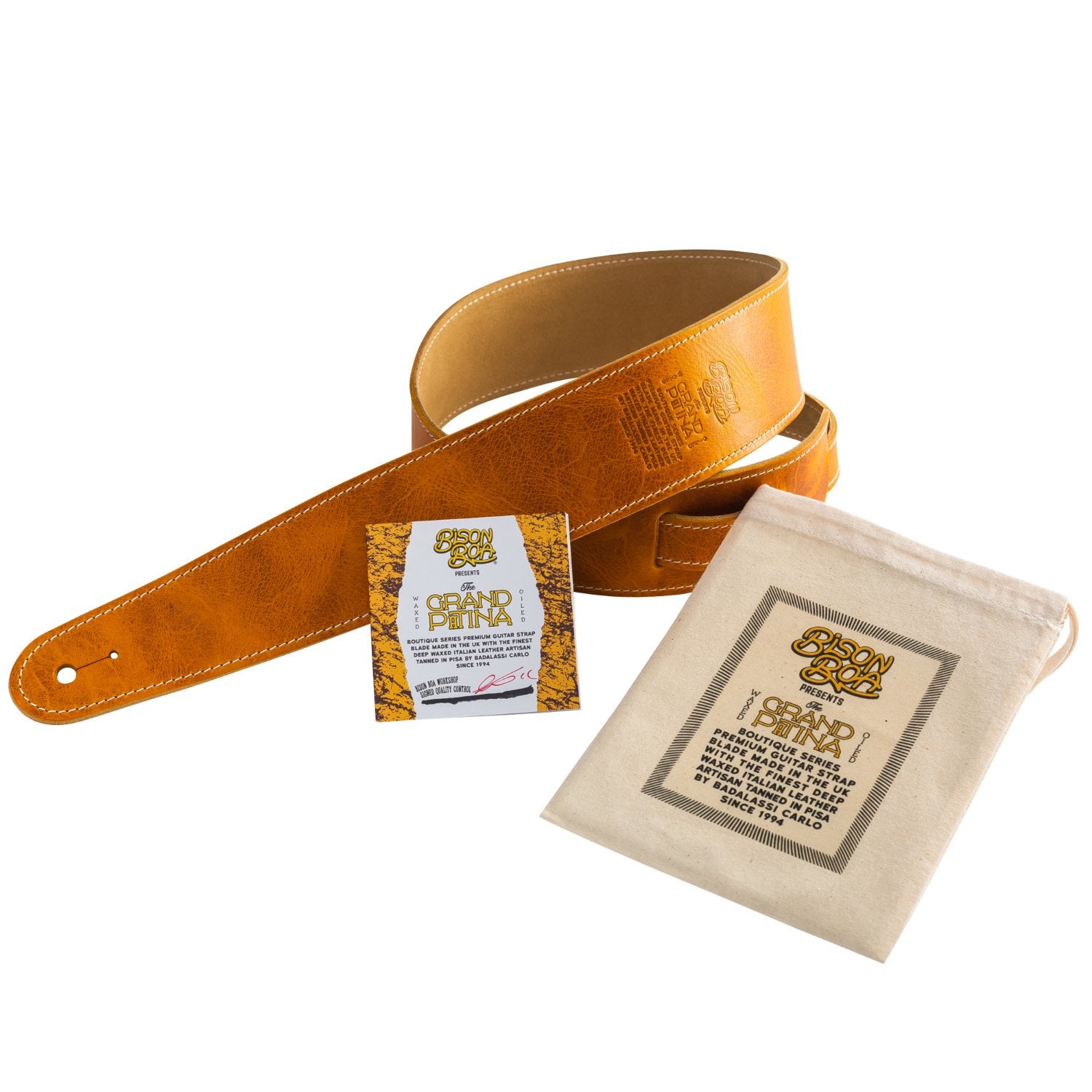 Grand Patina Honey Burst Premium Leather Guitar Strap Bison Boa grand-patina-honey-burst-premium-leather-guitar-strap-bison-boa